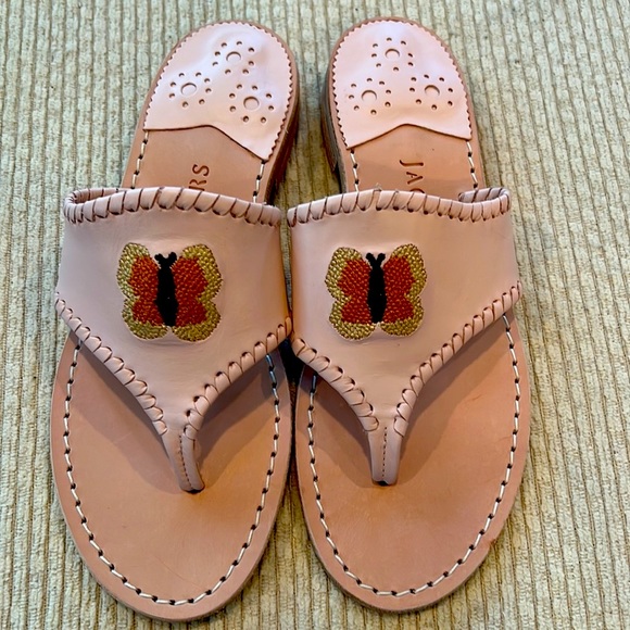 Jack Rogers Blush and embroidered Butterfly slip on sandals - Size 6 - Picture 12 of 12
